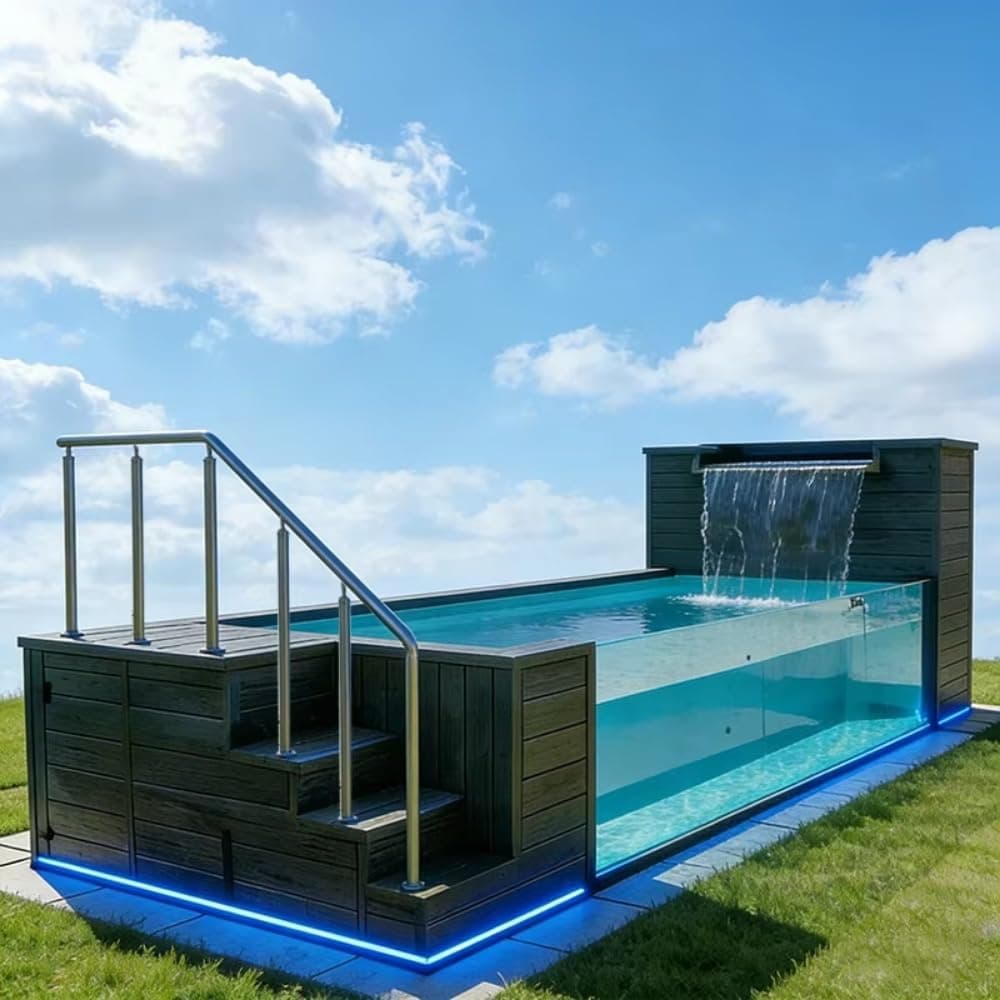 Modern Villa Acrylic Swim Spa — Panoramic Glass