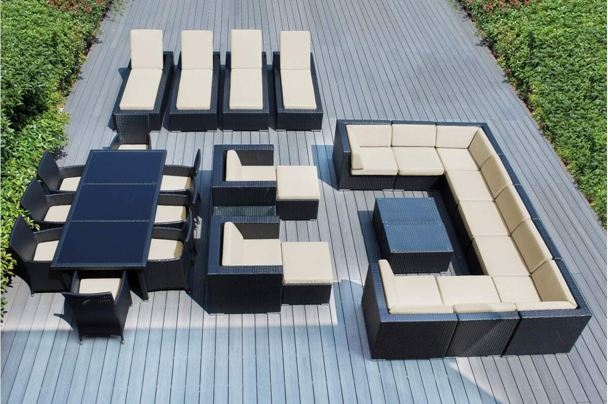 Ohana 29-Piece Outdoor Wicker Sectional, Dining & Lounge Set