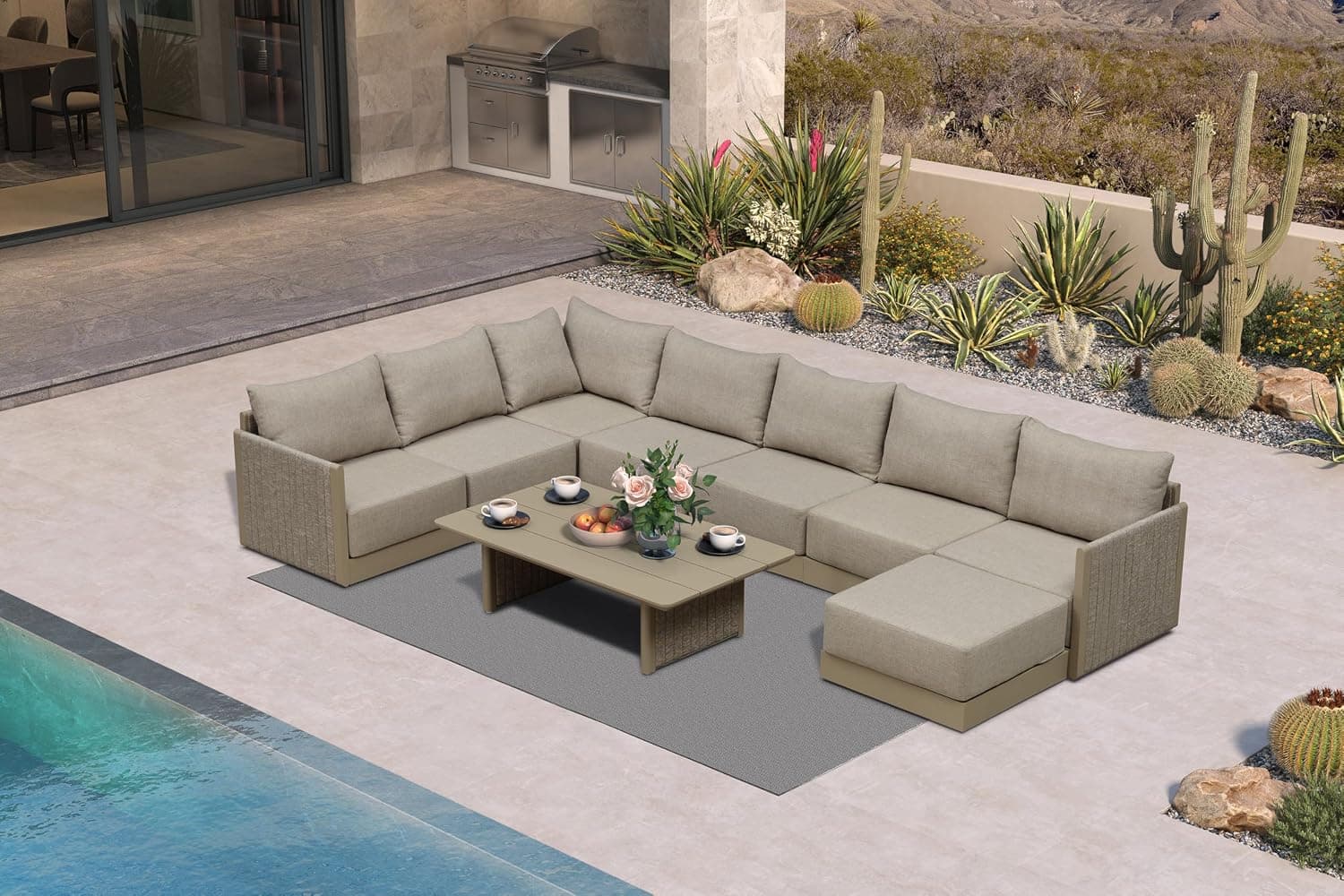 PURPLE LEAF 9-Piece Patio Conversation Set with Ottoman